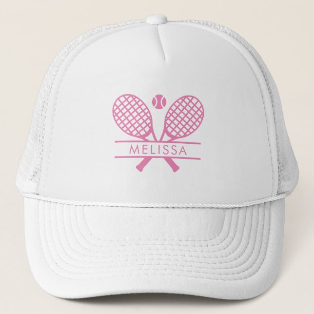 Personlig Tennis Racket och Boll Rosa Motif Keps (Framsida)