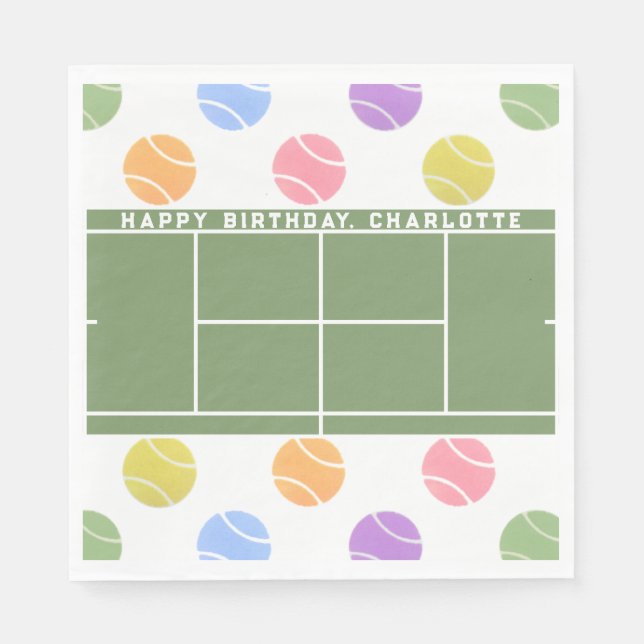 Personlig Tennisfödelsedag Pappersservett (Framsidan)