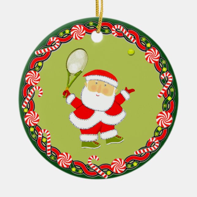 Personlig Tennisholidaypresent Julgransprydnad Keramik (Framsidan)