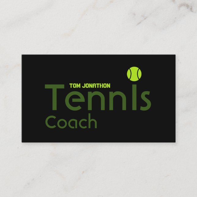 Personlig tennistränare Svart Visitkort (Framsida)