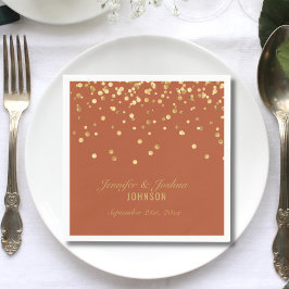 Personlig TERRACOTTA Guld Confetti Bröllop Napk Pappersservett