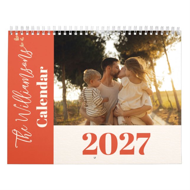 Personlig Terrakotta Boho Script Familjefoto Kalender (Omslag)