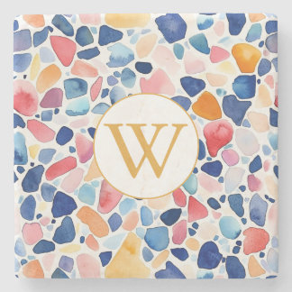 Personlig Terrazzo-monogram - Färgrik Stenunderlägg