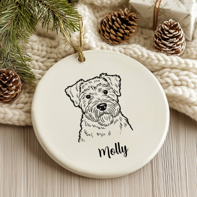 Personlig Terrier Hund Jul Julgransprydnad Keramik (Skapare uppladdad)