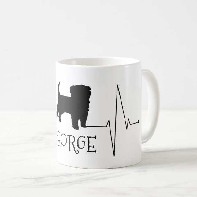Personlig Terrier Kärlek Mitt Hund Heart Beat Kaffemugg (Framsida höger)