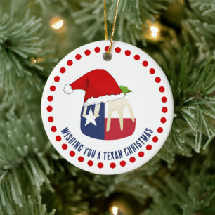 Personlig TEXAN CHRISTMAS Pudding Julgransprydnad Keramik