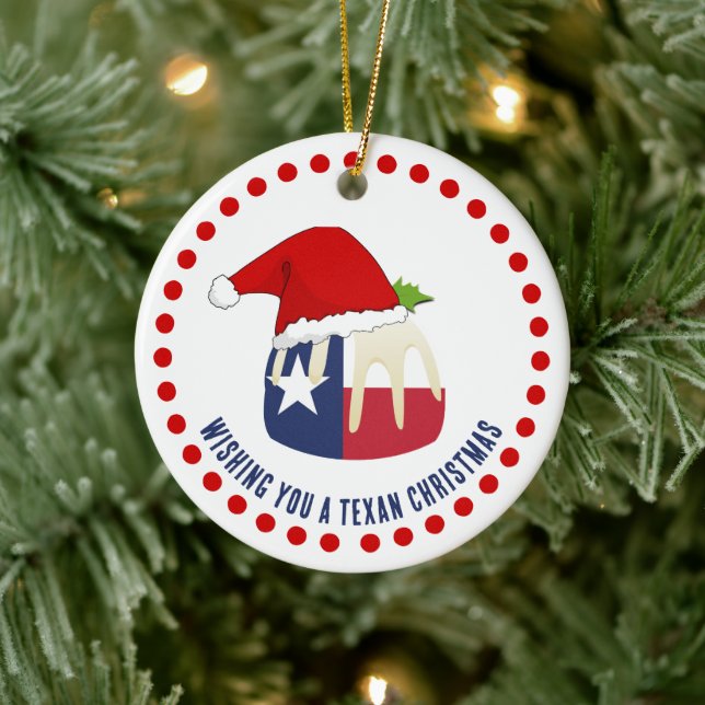 Personlig TEXAN CHRISTMAS Pudding Julgransprydnad Keramik (Träd)