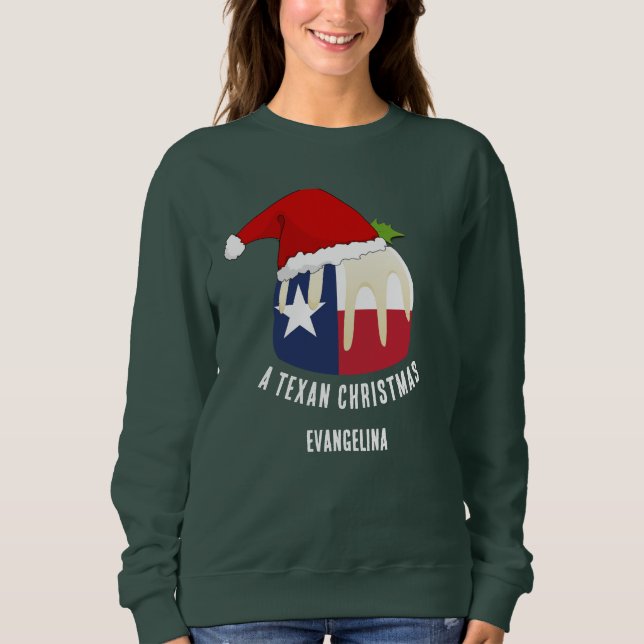 Personlig TEXAN CHRISTMAS Pudding T Shirt (Framsida)