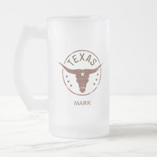 Personlig Texas Longhorn Frostat Ölglas