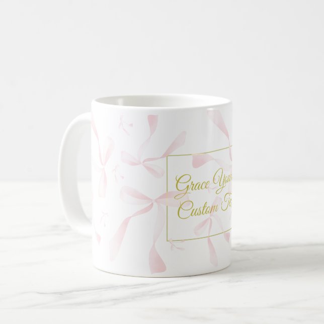 Personlig text akvarell bandmönsterdesign kaffemugg (Framsida vänster)