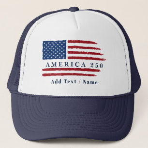Personlig text Amerika 250 Patriotisk flagga Keps