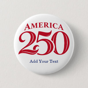 Personlig text Amerika 250 Patriotisk Knapp
