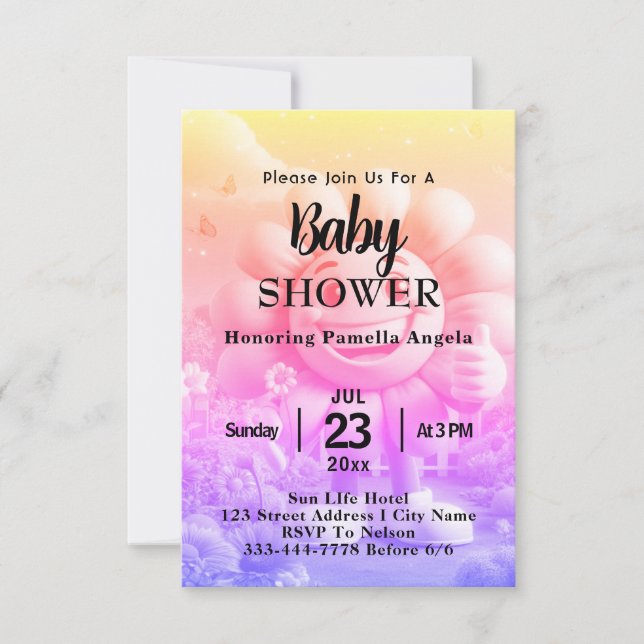 Personlig text baby shower inbjudningar (Framsida)