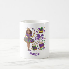 Personlig Text Bead Princess - Mardi Gras Kaffemugg