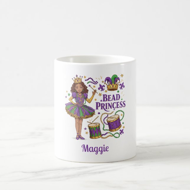 Personlig Text Bead Princess - Mardi Gras Kaffemugg (Center)