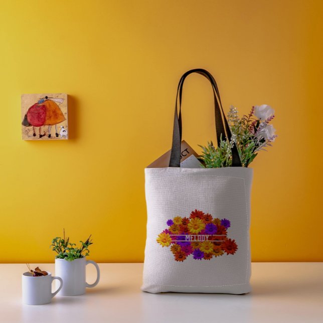 Personlig Text-färgade Girly Hippie-blommor Tygkasse (Skapare uppladdad)