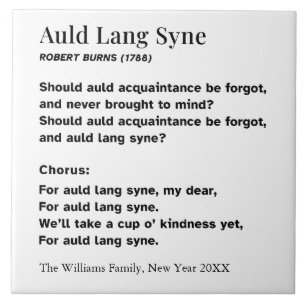 Personlig text för Auld Lang Syne Nyårsfest Kakelplatta