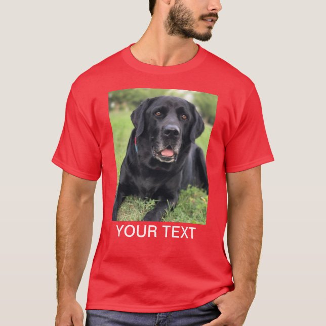 Personlig Text Foto Husdjur Röd T Shirt (Framsida)