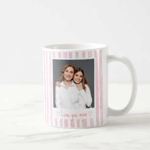 Personlig text foto rosa ränder Coquette  Kaffemugg