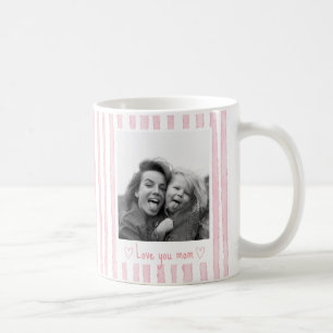 Personlig text Foto Rosa ränder Coquette  Kaffemugg