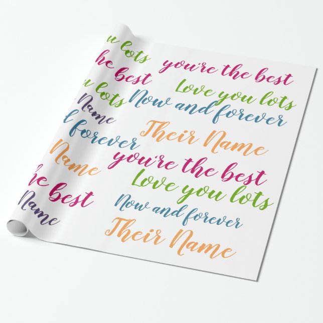 Personlig TEXT GiftWrap - Handskriftskript Presentpapper (Utrullad)