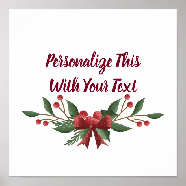 Personlig Text Holly och Berry jul Poster (Framsidan)