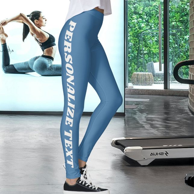 Personlig Text Husdjur Foto Dämpad Blå Neutral Kat Leggings (Skapare uppladdad)