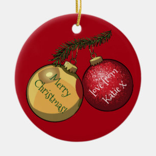 Personlig Text Julgran Baubles Tecknad Julgransprydnad Keramik