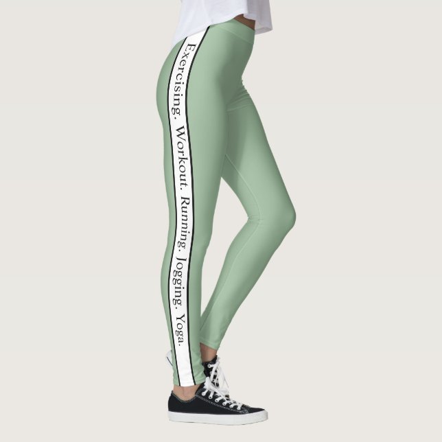 Personlig text l Modern sage grönt l Workout Leggings (Höger)