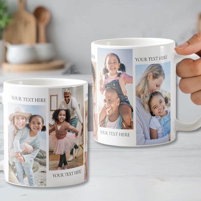Personlig text och fotokollage kaffemugg (Personalized Text And Photo Collage Coffee Mug )
