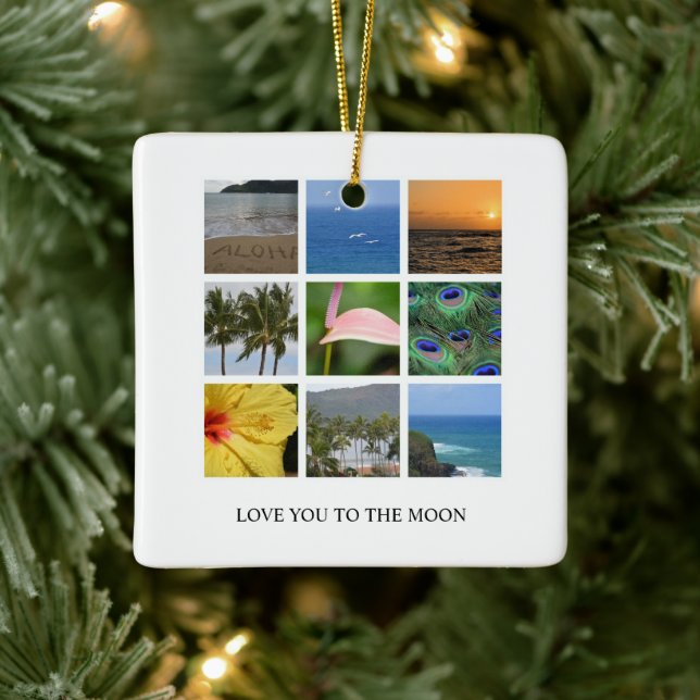 Personlig Text och Photo Collage Hawaii Julgransprydnad Keramik (Träd)