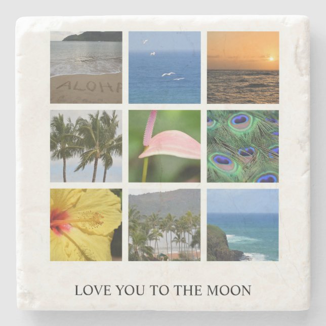 Personlig Text och Photo Collage Hawaii Stenunderlägg (Framsidan)