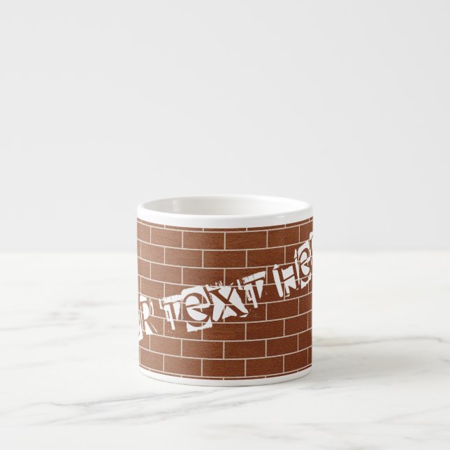 Personlig text på espressokopp med tegelvägg (Framsidan)