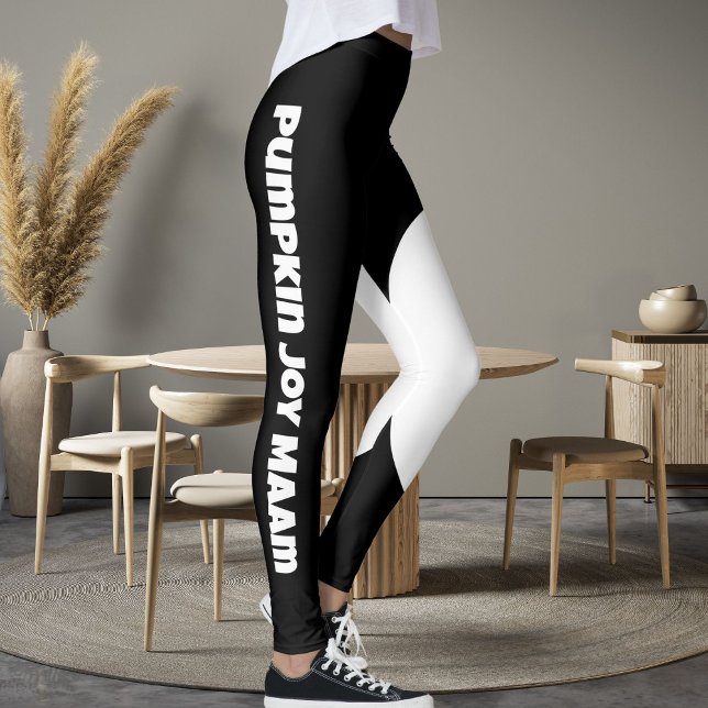 Personlig Text Pet Cat Mamma Namn Svartvit Roligt Leggings (Skapare uppladdad)