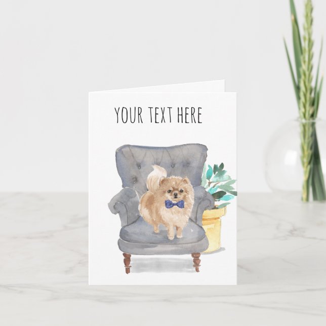 Personlig Text Pomeranian Grattiskort Blå Kort (Framsida)