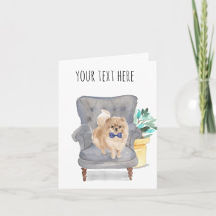 Personlig Text Pomeranian Välkomstkort Blå Kort
