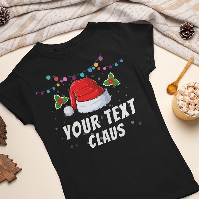 Personlig Text Santa Hat-Helgdag T Shirt (Skapare uppladdad)