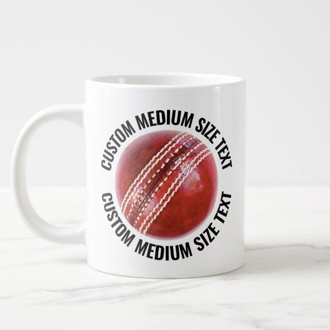 Personlig text stor cricket-mugg i medelstorlek jumbo mugg (Vänster)