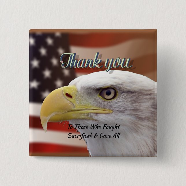Personlig Text USA Patriotic Tack Pinback Knapp (Framsida)
