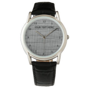 Personlig Text Watch Faux Grått Fabric Trasa Armbandsur