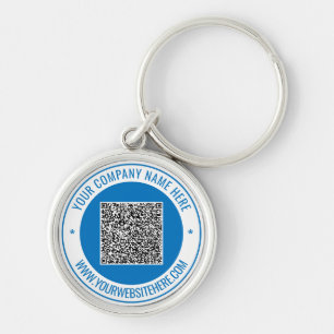 Personlig textkedjan QR-Anpassningsbar Rund Silverfärgad Nyckelring