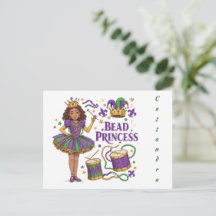 Personlig textpärlprinsessa - Mardi Gras