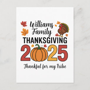 Personlig Thanksgiving 2025 Pumpa Familj Vykort