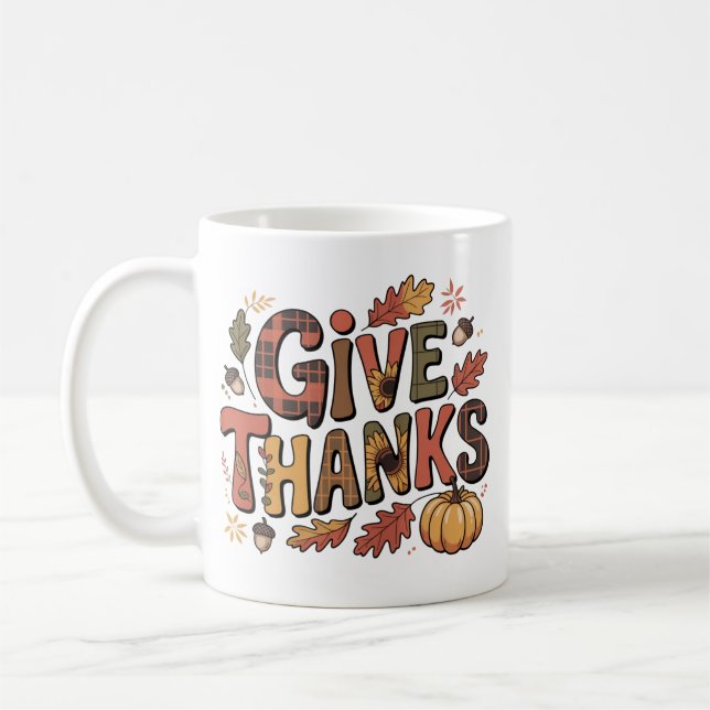 Personlig Thanksgiving - Ge tack Kaffemugg (Vänster)