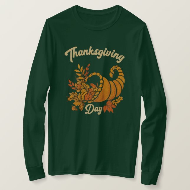 Personlig Thanksgiving Långärmad T-Shirt (Design framsida)