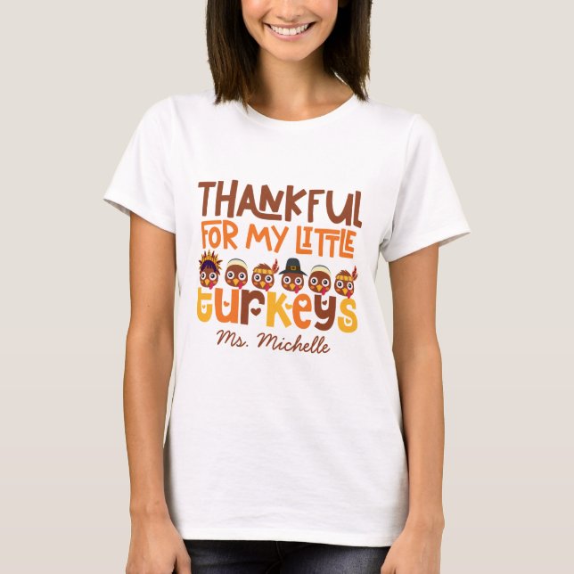 Personlig Thanksgiving Lärare T Shirt (Framsida)