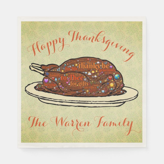 Personlig Thanksgiving Napkins Pappersservett (Framsidan)