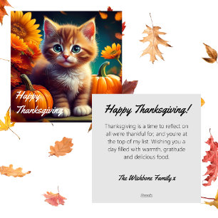 Personlig Thanksgiving Orange Katt & Pumpa Julkort