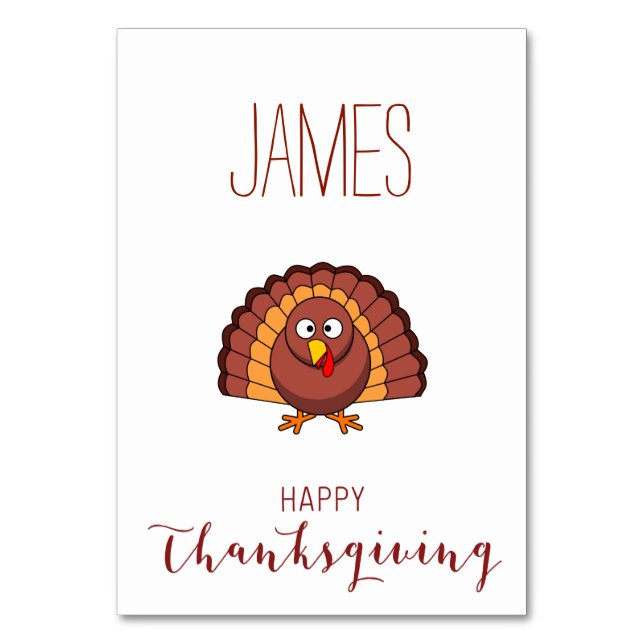 Personlig Thanksgiving Placera kort med Turkiet (Framsidan)