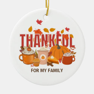 Personlig Thanksgiving Pumpkin THANKFUL-familjen Julgransprydnad Keramik